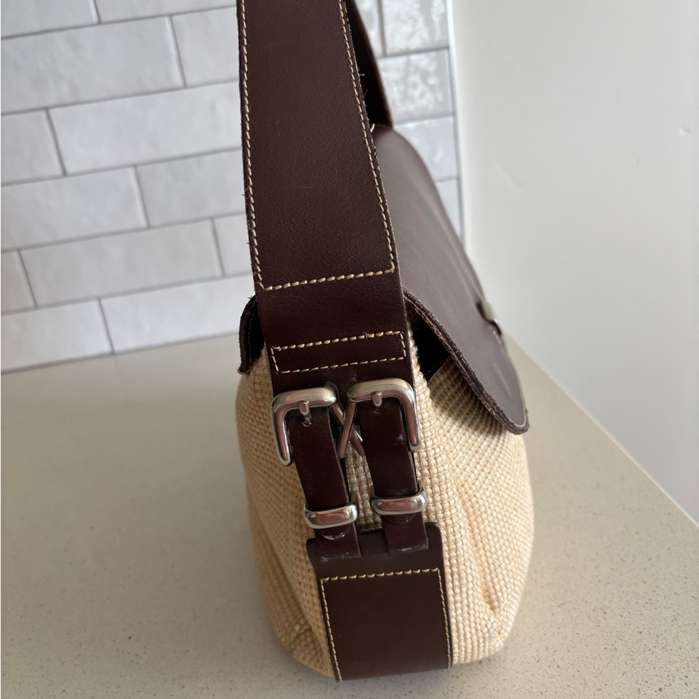 Vintage Francesco Biasia Women’s Shoulder Bag Brown Leather Cream EUC - Picture 5 of 12